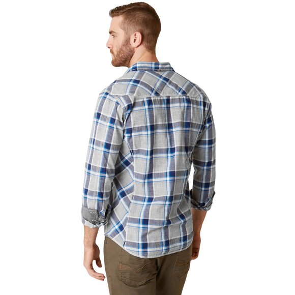 Buckle Black Men's New Light Plaid Grey Button Down Shirt - Size Large - Picture 2 of 13